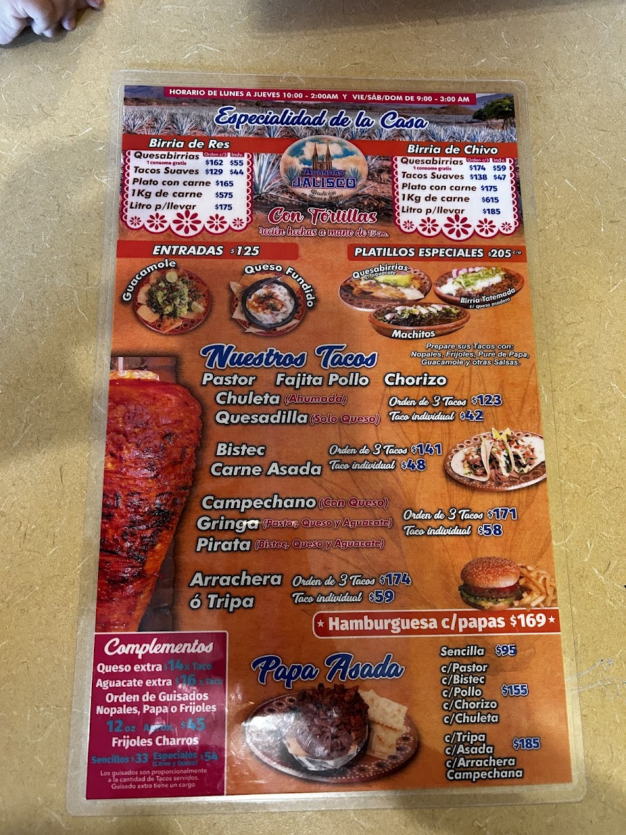 Taquería las Arandas Chapultepec Menu - Image 2